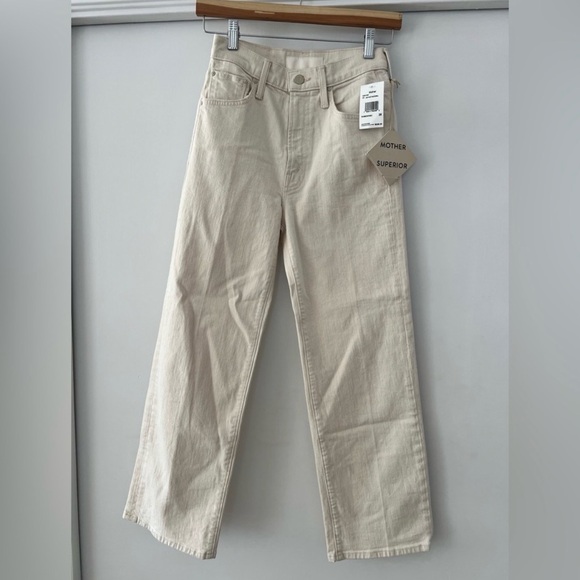 NWT MOTHER 25 Women's Rambler Zip Cream White Jeans - Picture 4 of 10